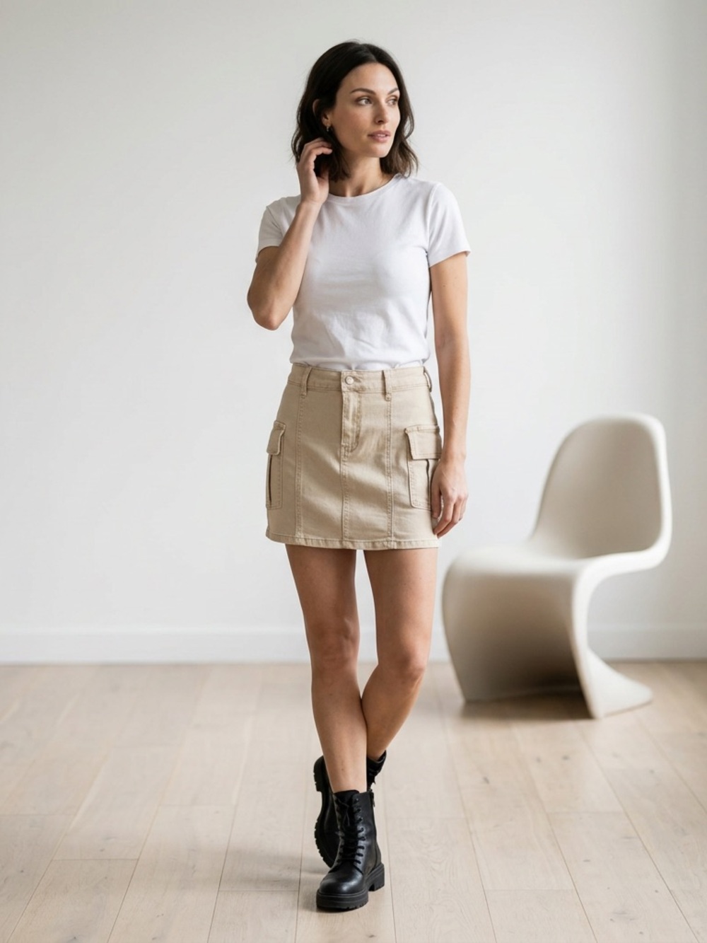 Classic Cargo Mini Skirt in Khaki